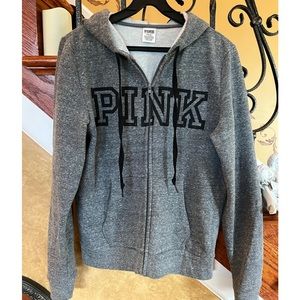 PINK Fleece Zip Up Hoodie With PINK Insignia Size medium